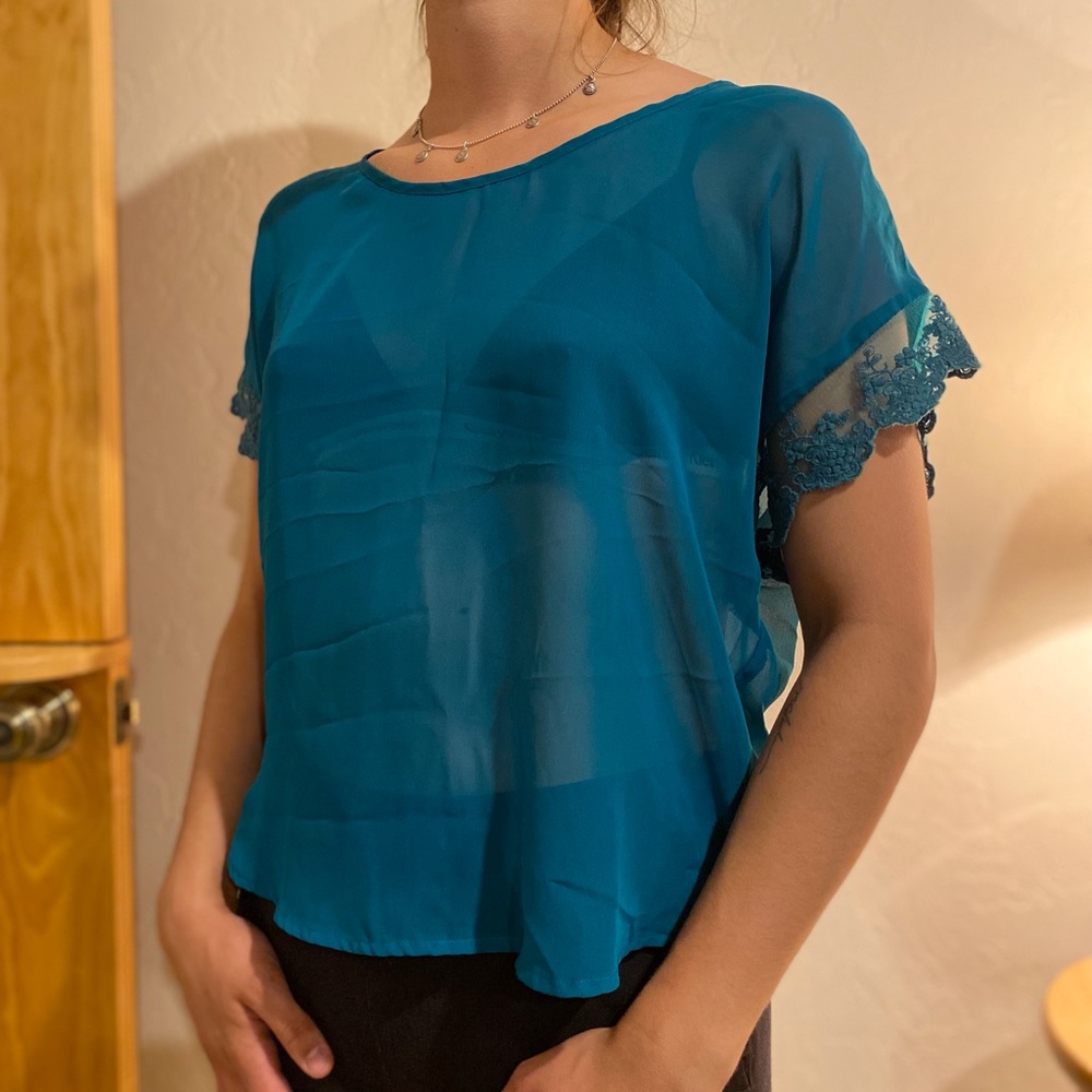 Soul Cake Sheer Teal Blouse - M